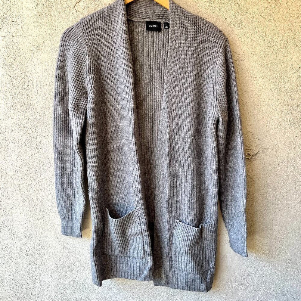 Cyrus Knit Open Cardigan Long Gray Size S
